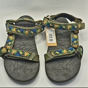 Teva Hurricane 3 Kids Olive Green Multi-Color Strappy Outdoor Sandals Sz 5